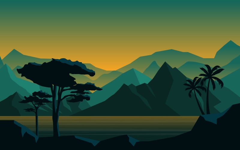 Download Иллюстрация "Mountain Forest Calm - Illustration" / Mountain Forest Calm - Illustration - Иллюстрация на тему графика calm,mountain,forest,wild,nature,scene,landscape,monochrome,vector,horizon,illustration,adventure,sky,rock,white,winter,climbing,journey,layer,panoramic