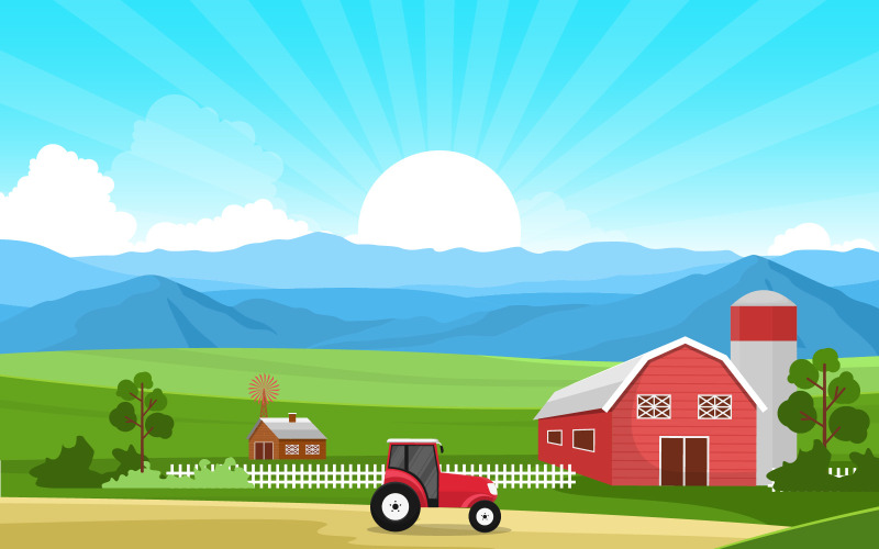 Paesaggio della natura di agricoltura - illustrazione