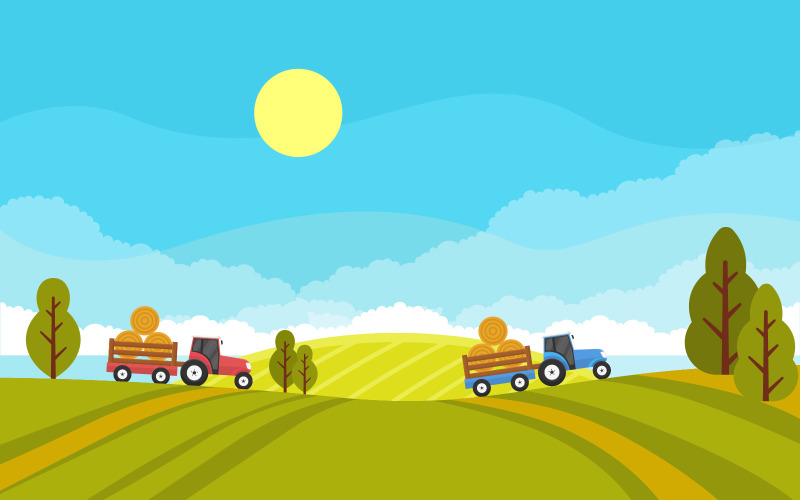 Paysage agricole sur le terrain - Illustration
