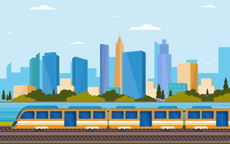 Поезд метро общественного транспорта - Иллюстрация