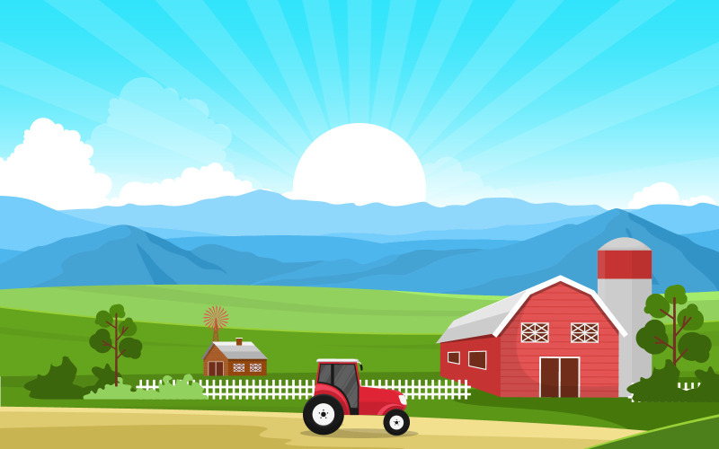 Сельское хозяйство пейзаж природа - Иллюстрация