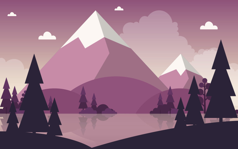 Simple Calm Mountain - Ilustração