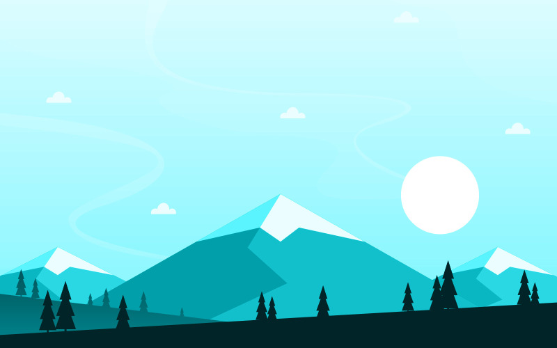 Download Иллюстрация "Simple Forest Mountain - Illustration" / Simple Forest Mountain - Illustration - Иллюстрация на тему графика sun,sunrise,sunset,calm,mountain,forest,wild,nature,scene,landscape,monochrome,vector,horizon,illustration,adventure,sky,rock,winter,climbing,journey