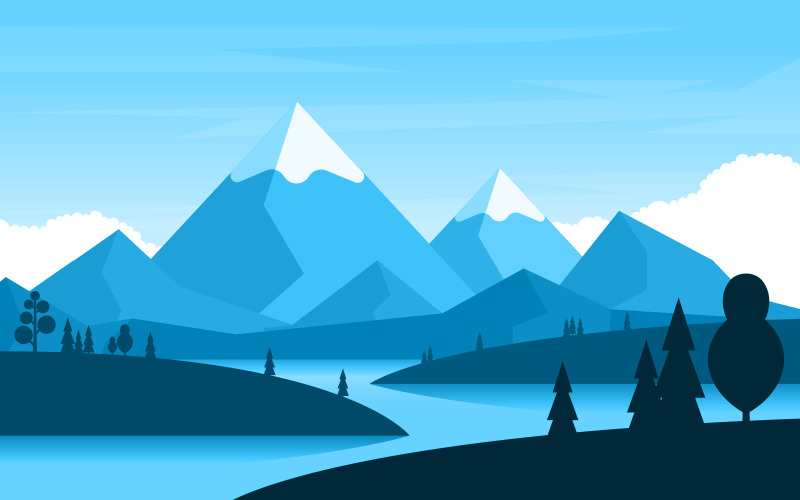 Simple Mountain Forest - Ilustração