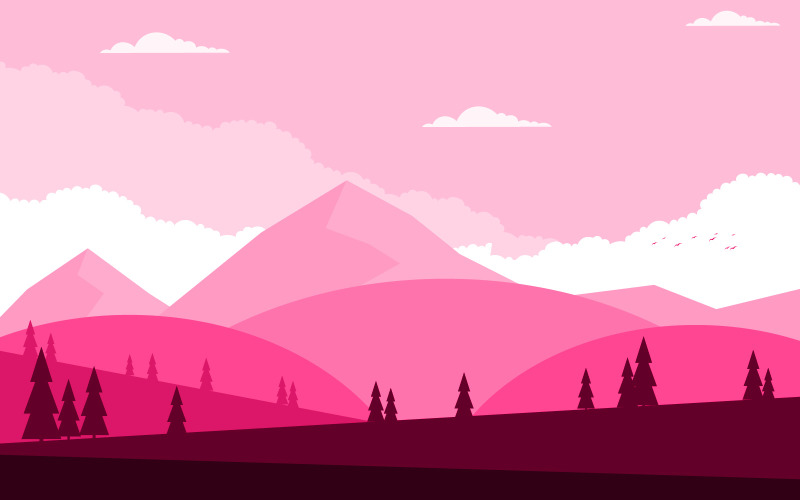 Спокойный горный пейзаж - Иллюстрация