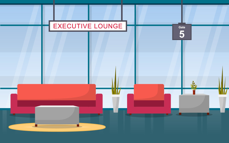 Download Иллюстрация "Airport Hall Interior - Illustration" / Airport Hall Interior - Illustration - Иллюстрация на тему графика airport,airplane,terminal,gate,waiting,room,hall,interior,flat,illustration,arrival,departure,vector,window,inside,background,vacation,digital,empty,plane