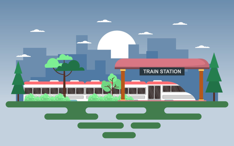 Dojíždějící stanice metra - ilustrace