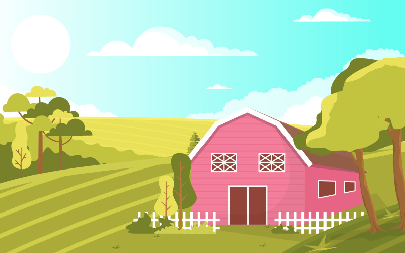 Bauernhof-Feld-Landwirtschaft - Illustration