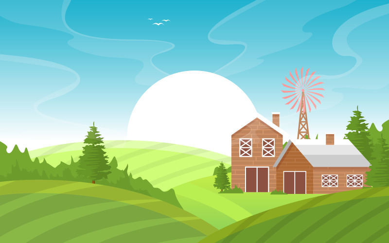 Download Иллюстрация "Field Meadow Landscape - Illustration" / Field Meadow Landscape - Illustration - Иллюстрация на тему графика agriculture,wheat,field,farm,rural,nature,scene,landscape,illustration,vector,crop,background,grain,land,meadow,nutrition,harvest,poster,farmland,ranch