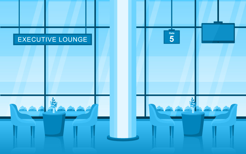 Download Иллюстрация "Interior Airport Gate - Illustration" / Interior Airport Gate - Illustration - Иллюстрация на тему графика airport,airplane,terminal,gate,waiting,room,hall,interior,flat,illustration,arrival,departure,vector,window,inside,background,vacation,digital,empty,plane