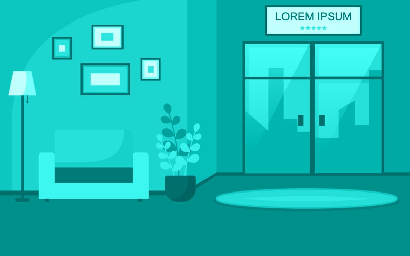 Download Иллюстрация "Interior Decoration Hotel - Illustration" / Interior Decoration Hotel - Illustration - Иллюстрация на тему графика modern,hotel,lobby,room,furniture,decoration,interior,illustration,table,chair,sofa,reception,desk,vector,office,receptionist,business,cartoon,hall,travel