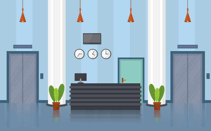 Lobbyn hotellinredning - Illustration