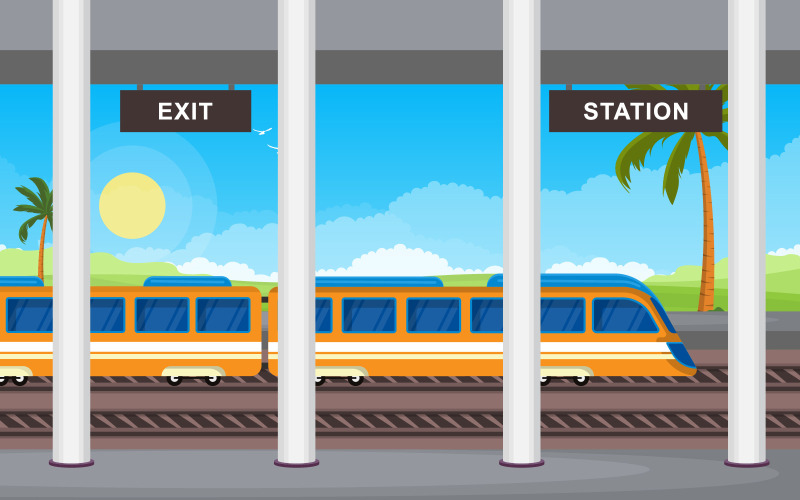 Trasporto pubblico del treno - illustrazione