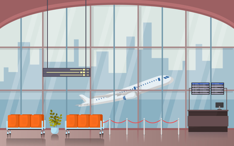 Зал ожидания аэропорта - Иллюстрация
