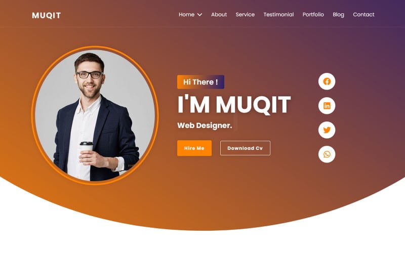 Muqit - Cv/Resume Portfolio Html5 Шаблон целевой страницы