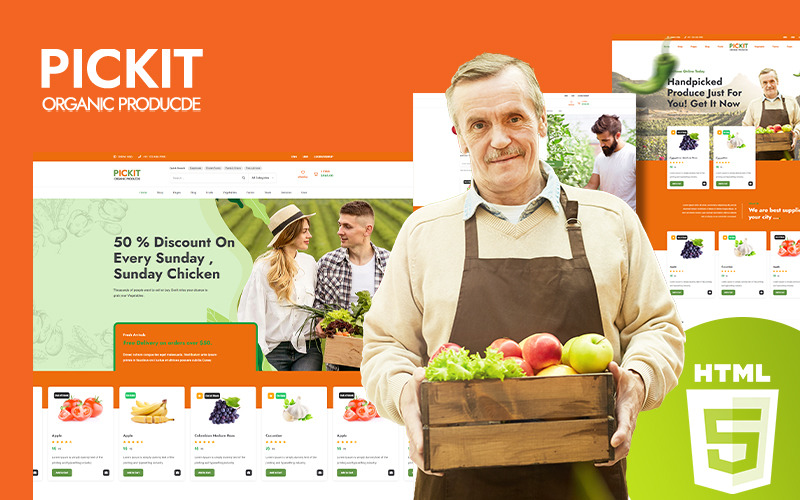 Pickit - шаблон веб-сайту з органічної їжі