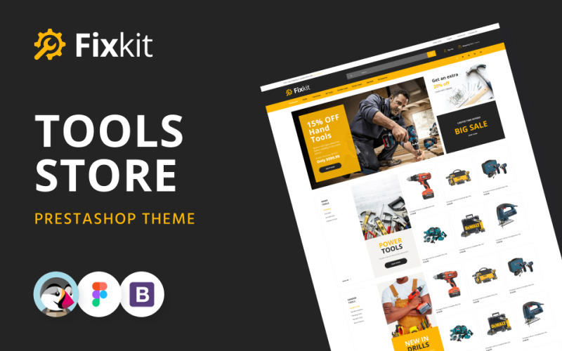 Fixkit - Tema PrestaShop del modello online del negozio di strumenti
