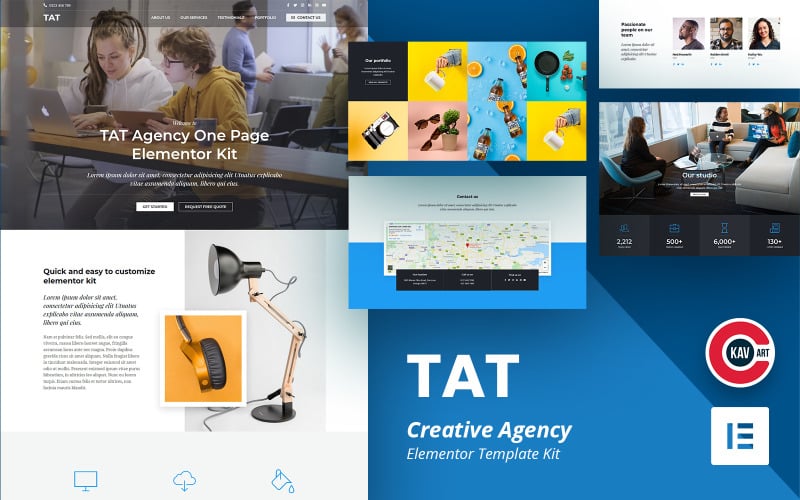 TAT - One Page Elementor Kit креативного агентства