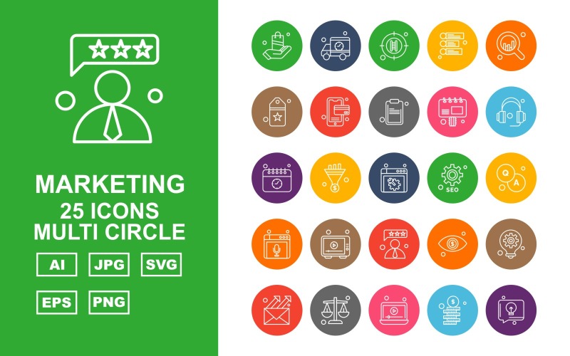 25 Conjunto de iconos de múltiples círculos de negocios premium