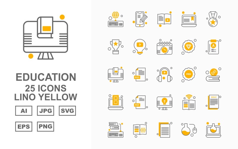 25高级教育Lino黄色图标集