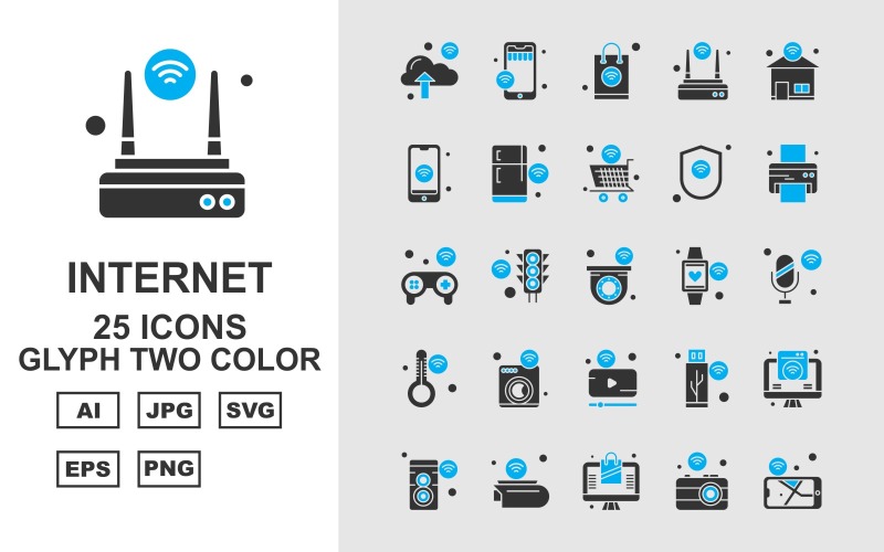 25 Ensemble d'icônes de couleur bicolore Internet des objets