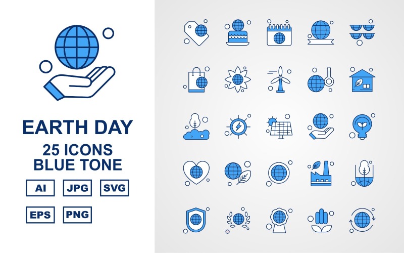 Набор иконок 25 Premium Earth Day Blue Tone