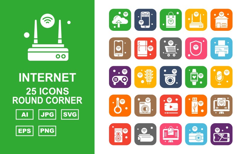 25 Premium Internet der Dinge Round Corner Icon Set