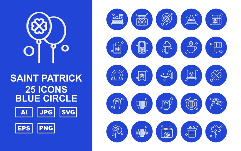 25 Премиум-набор значков синего круга Святого Патрика