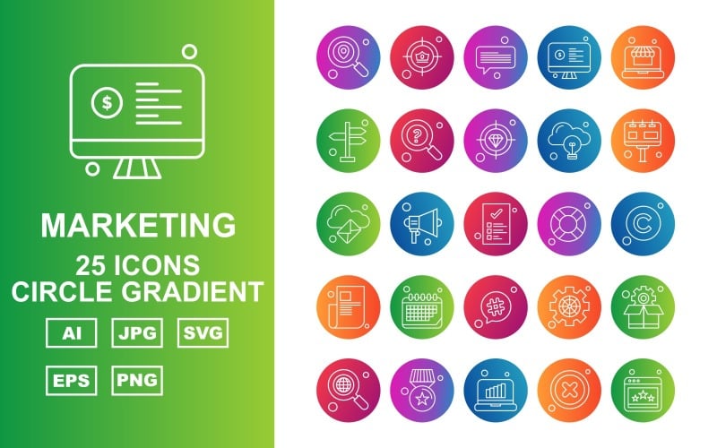 Download Набор иконок "25 Premium Medical Circle Gradient Icon Set" / 25 Premium Medical Circle Gradient Icon Set - Набор иконок на тему medical location,speaker,setting,box,search,award,laptop,cross,website,aim,chat,lcd,direction,diamond,bulb,icon,icons