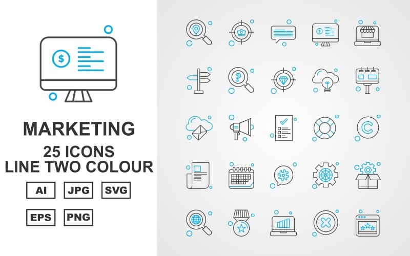 Download Набор иконок "25 Premium Medical Line Two Color Icon Set" / 25 Premium Medical Line Two Color Icon Set - Набор иконок на тему medical location,speaker,setting,box,search,award,laptop,cross,website,aim,chat,lcd,direction,diamond,bulb,icon,icons