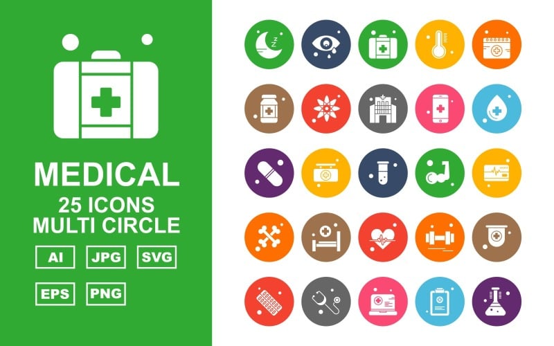 25 Premium Medical Multi Circle Icon Set