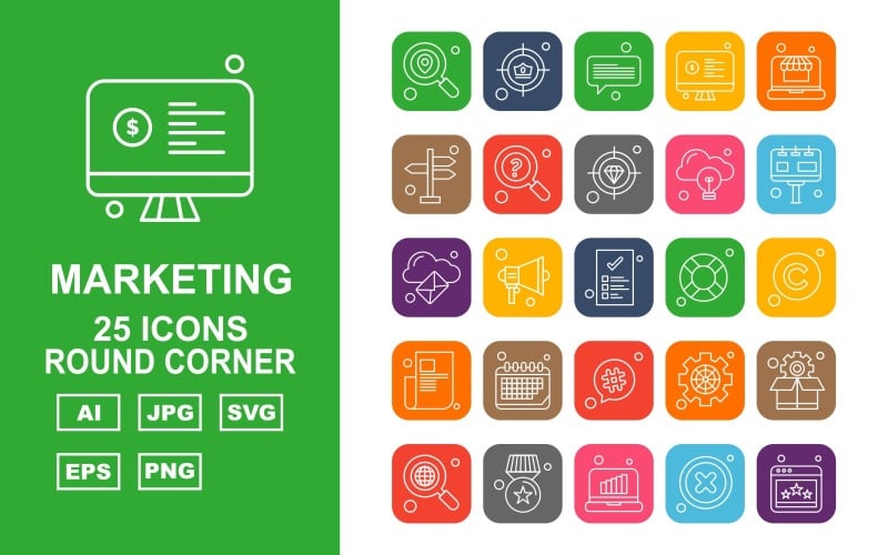 Download Набор иконок "25 Premium Medical Round Corner Icon Set" / 25 Premium Medical Round Corner Icon Set - Набор иконок на тему medical location,speaker,setting,box,search,award,laptop,cross,website,aim,chat,lcd,direction,diamond,bulb,icon,icons