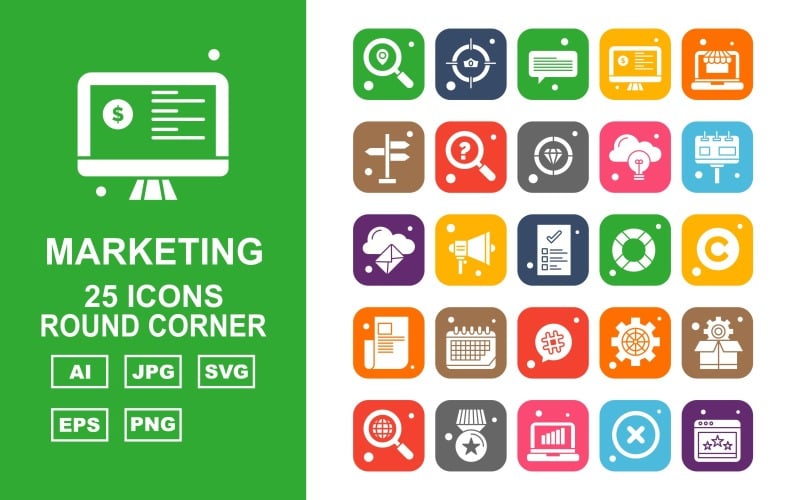 Download Набор иконок "25 Premium Medical Round Corner Icon Set" / 25 Premium Medical Round Corner Icon Set - Набор иконок на тему medical location,speaker,setting,box,search,award,laptop,cross,website,aim,chat,lcd,direction,diamond,bulb,icon,icons