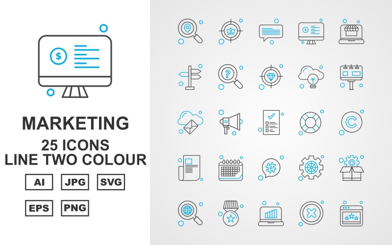 25 Premium medische lijn twee kleuren Icon Set