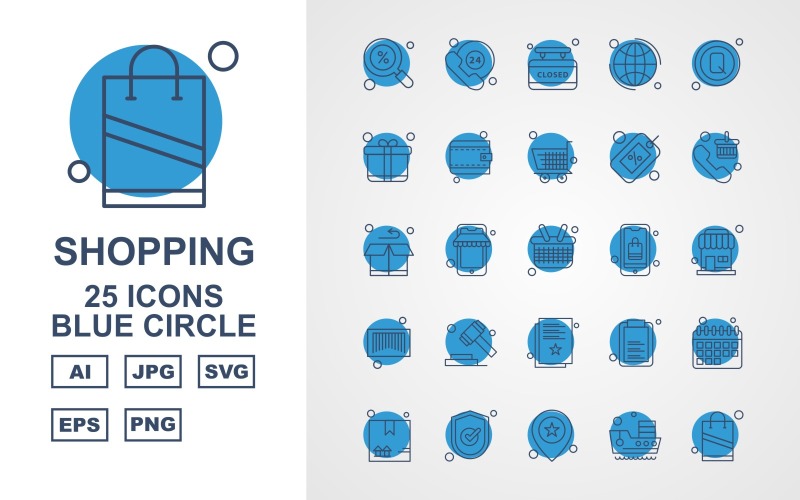 Download Набор иконок "25 Premium Shopping Blue Circle Icon Set" / 25 Premium Shopping Blue Circle Icon Set - Набор иконок на тему shopping find,phone,document,calendar,box,tick,location,ship,shopping bag,24 hours alert,closed,earth,search,gift box,wallet,trolley,label,telephone,icon,icons