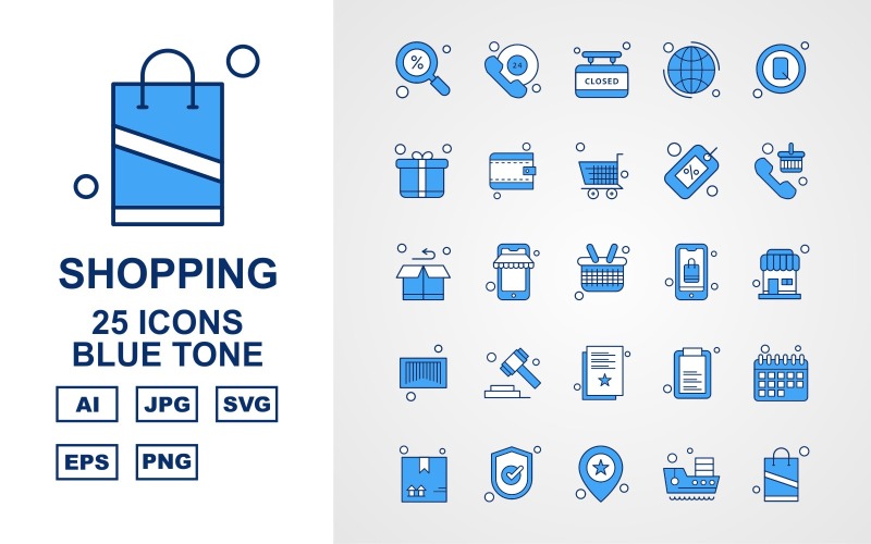 Download Набор иконок "25 Premium Shopping Blue Tone Icon Set" / 25 Premium Shopping Blue Tone Icon Set - Набор иконок на тему shopping find,phone,document,calendar,box,tick,location,ship,shopping bag,24 hours alert,closed,earth,search,gift box,wallet,trolley,label,telephone,icon,icons