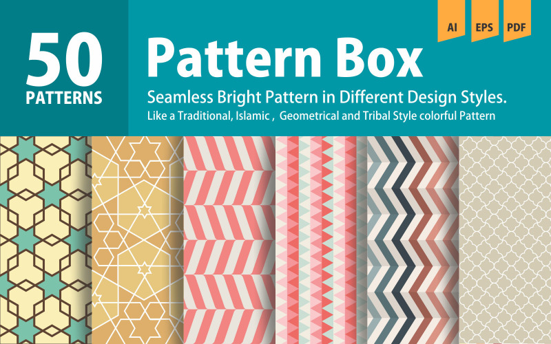 Coleção de padrões no fundo da caixa de padrões