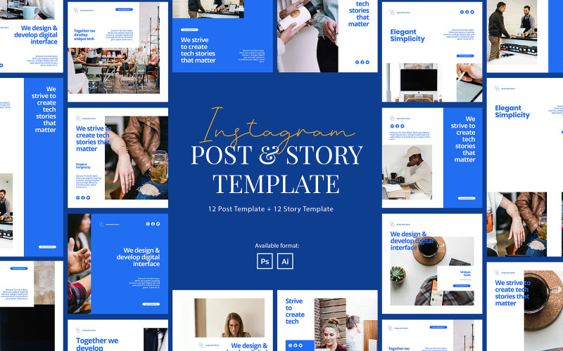 Download Шаблон для соцсетей "Corporate Instagram Post and Story Template for Social Media" / Corporate Instagram Post and Story Template for Social Media - Шаблон для соцсетей на тему графика corporate instagram,company instagram,instagram for company,business,brand,lifestyle,minimalist,modern,elegant,simple,creative,template,instagram post,agency,creative agency,instagram story,c
