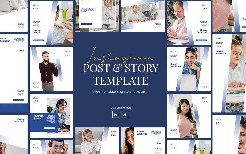 Download Шаблон для соцсетей "Elegant School Instagram Template for Social Media" / Elegant School Instagram Template for Social Media - Шаблон для соцсетей на тему графика instagram,post,elegant,modern,creative,brand,simple,template,minimalist,lifestyle,education,school,instagram post,education instagram,school instagram,instagram for school,webinar,mentor,teac