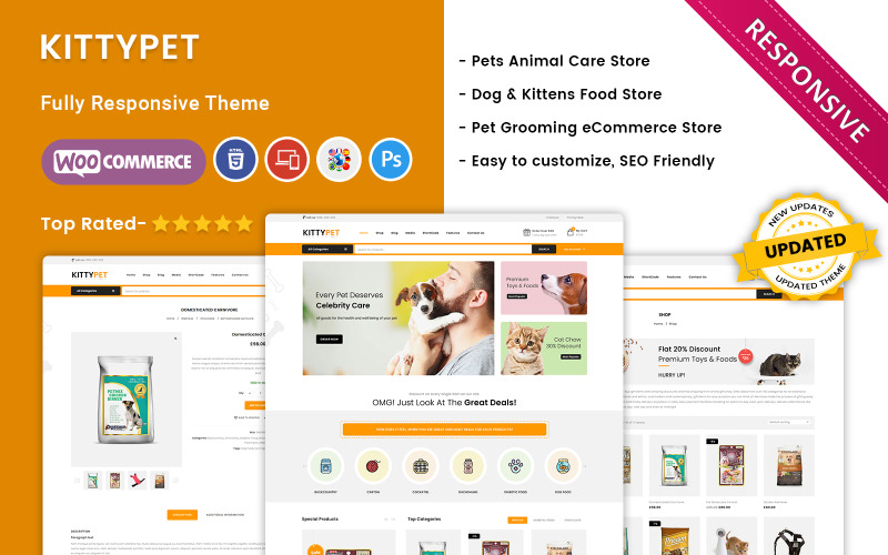 Kittypet: el tema adaptable de WooCommerce de la tienda de mascotas