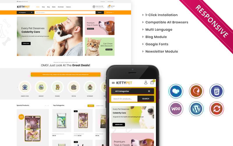 отзывчивая тема woocommerce для зоомагазина