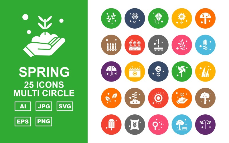 25 Преміум весна Multi Circle Icon Set