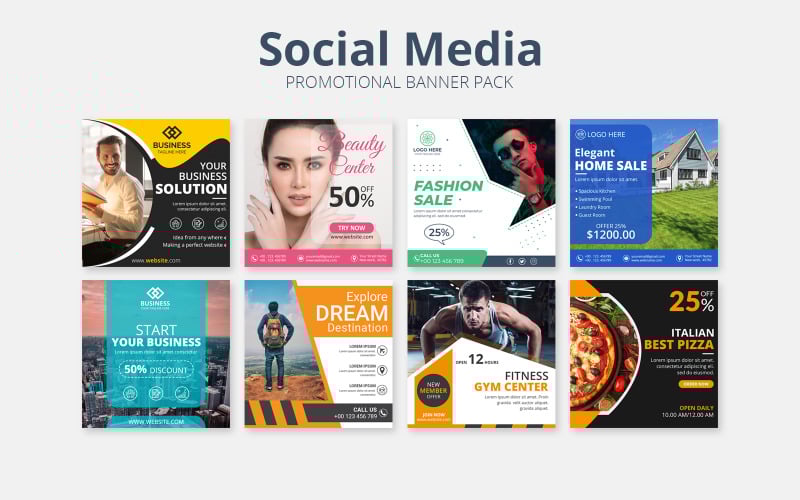 Download Шаблон для соцсетей "Promotional Banner Pack Social Media Template" / Promotional Banner Pack Social Media Template - Шаблон для соцсетей на тему графика banner,sale,template,instagram,marketing,promotion,corporate,post,professional,ads,agency,set,social media banner,ads banner template,pack,fashion,abstract,multipurpose,handout,web banner