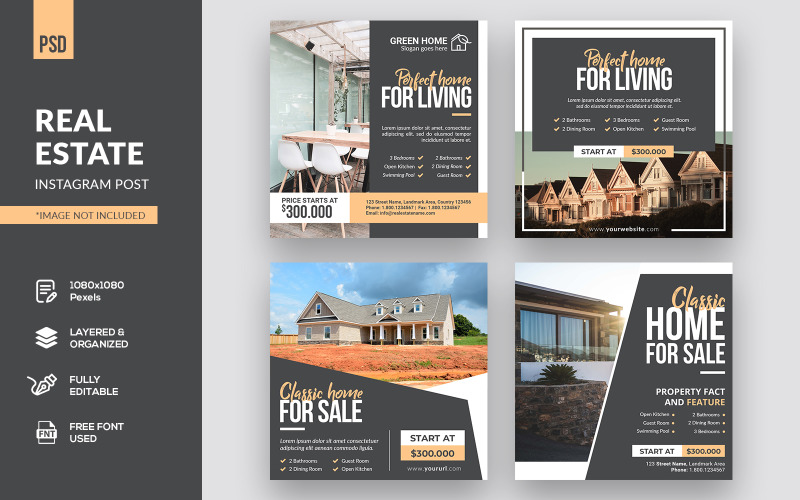 Download Шаблон для соцсетей "Real Estate Instagram Post Social Media Template" / Real Estate Instagram Post Social Media Template - Шаблон для соцсетей на тему графика instagram post,banner,real estate,property,apartment,agency,furniture,landmark,home,house,social media,business,cover,estate,modern,social,dream home,interior,building