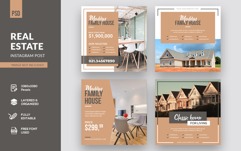 Download Шаблон для соцсетей "Real Estate Instagram Post Social Media Template" / Real Estate Instagram Post Social Media Template - Шаблон для соцсетей на тему графика instagram post,banner,real estate,property,apartment,agency,furniture,landmark,home,house,social media,business,cover,estate,modern,social,dream home,interior,building