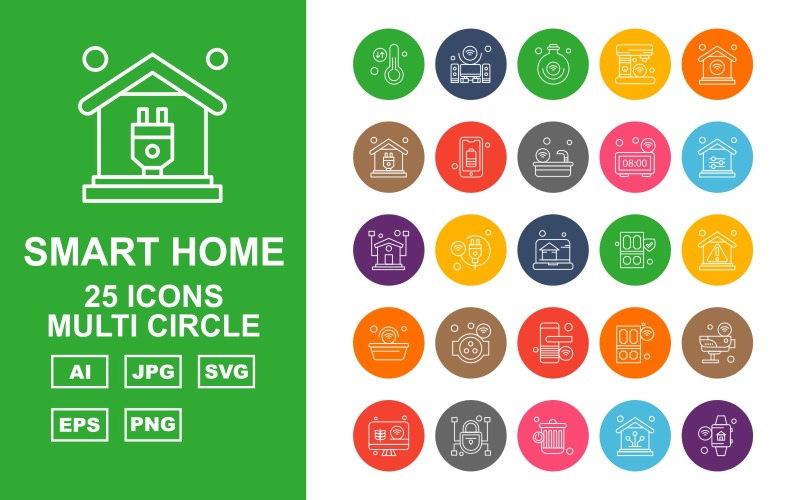 Sada ikon Premium Smart Home Multi Circle 25
