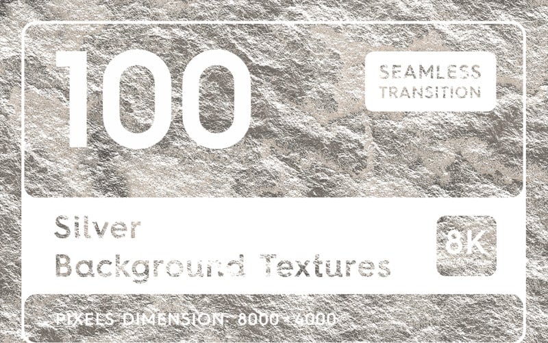 100 Silver Textures. Seamless Transition. Background
