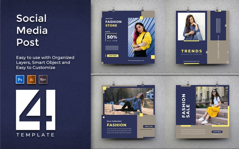 Trendy und Minimalist Square Post Template Promotion für Social Media