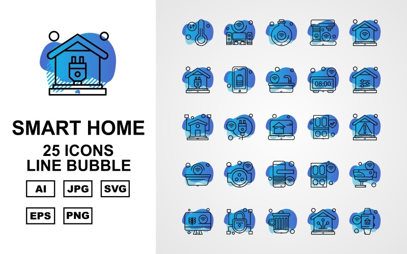 Zestaw ikon 25 Premium Smart Home Line Bubble Icon