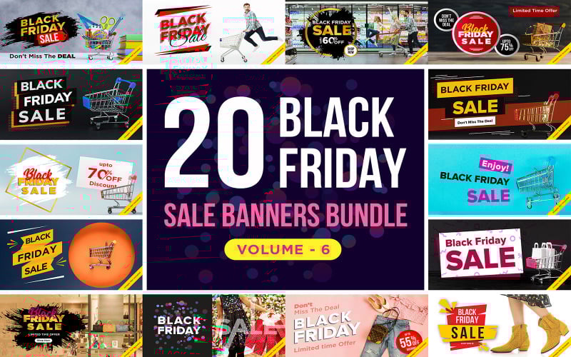 Download Шаблон для соцсетей "Black Friday Sale Banners V 6 Social Media Template" / Black Friday Sale Banners V 6 Social Media Template - Шаблон для соцсетей на тему графика black,friday,sale,banner,vector,design,background,tag,poster,illustration,offer,discount,price,special,template,sign,label,clearance,market,card